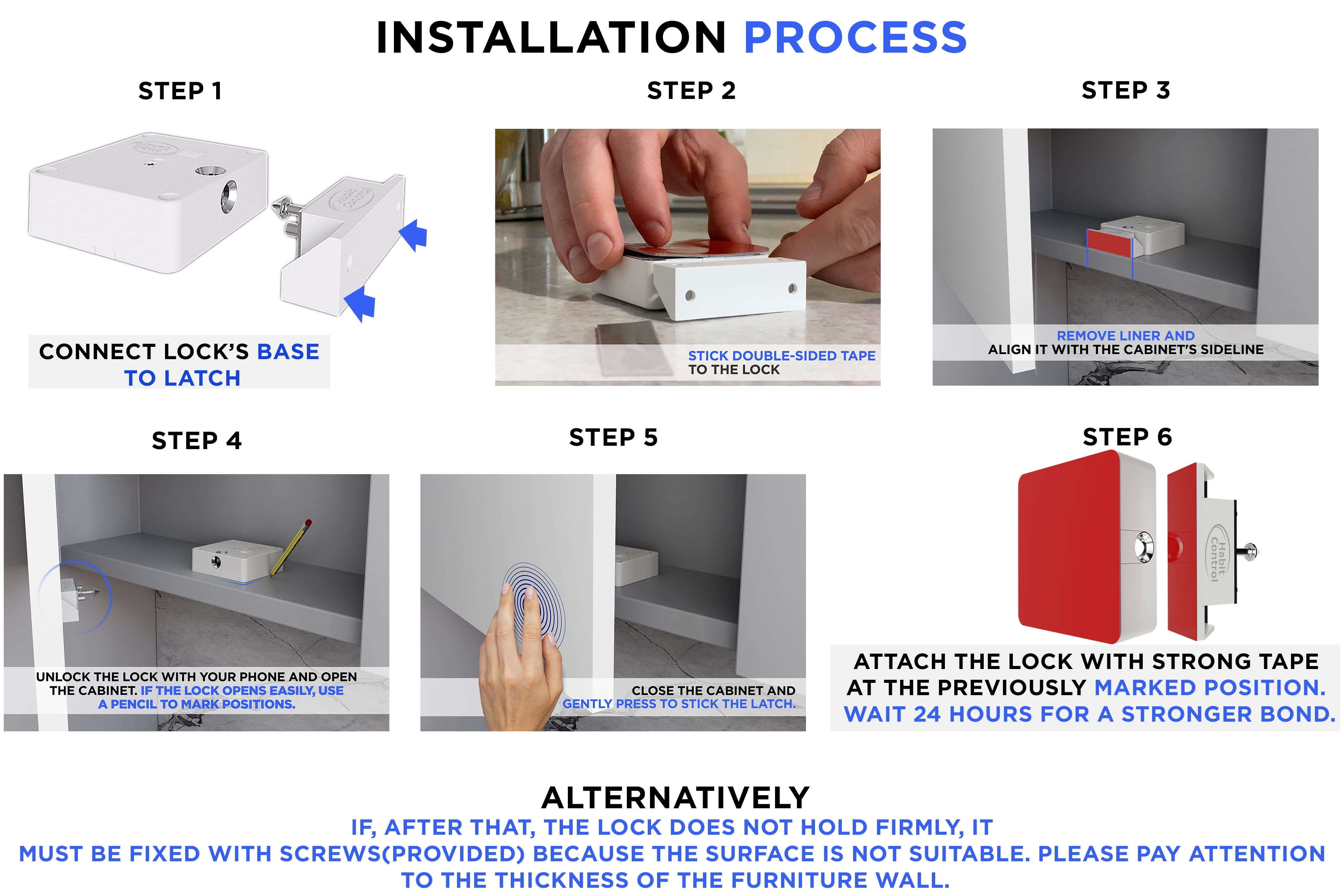 Habit Control Schedule Timed Lock - Bluetooth Hidden Cabinet & Drawer Locking System - App-Controlled Access for Snacks, Food, Alcohol - Admin & Guest User Levels - Self-Control Mode - Unlock History