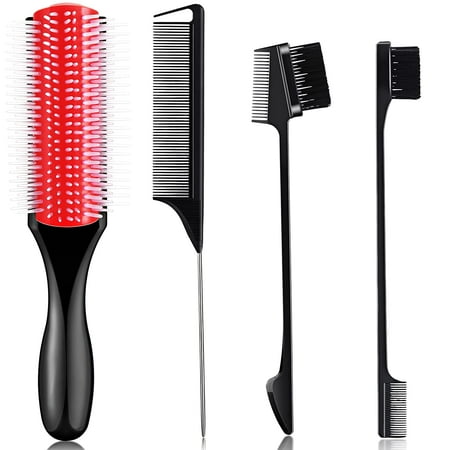 4 Pieces Large 9-Row Cushion Nylon Bristle Set, Include 1 Piece Classic  Styling Brush 9 Row, 1 Piece Rat Tail Comb, 2 Pieces Edge Brush for Hair  Salon Supply Styling | Walmart Canada