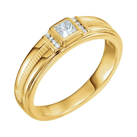 14k Yellow Gold 1/3 Ct Diamond Men Gents Ring