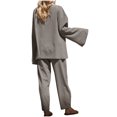 thumbnail image 4 of Usmixi Lounge Set for Women Womens Cardigan 2 Piece Outfits Casual Solid Fall Lightweight Coat and Elastic Waist Long Pant Lounge Sets Ladies Homewear Sets with Pocket Under $10, 4 of 6