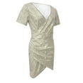 thumbnail image 4 of Sakmal Cocktail Summer Dresses for Women Mini Sexy Silver Party Dress Wrap Short Sleeve Dresses, 4 of 8