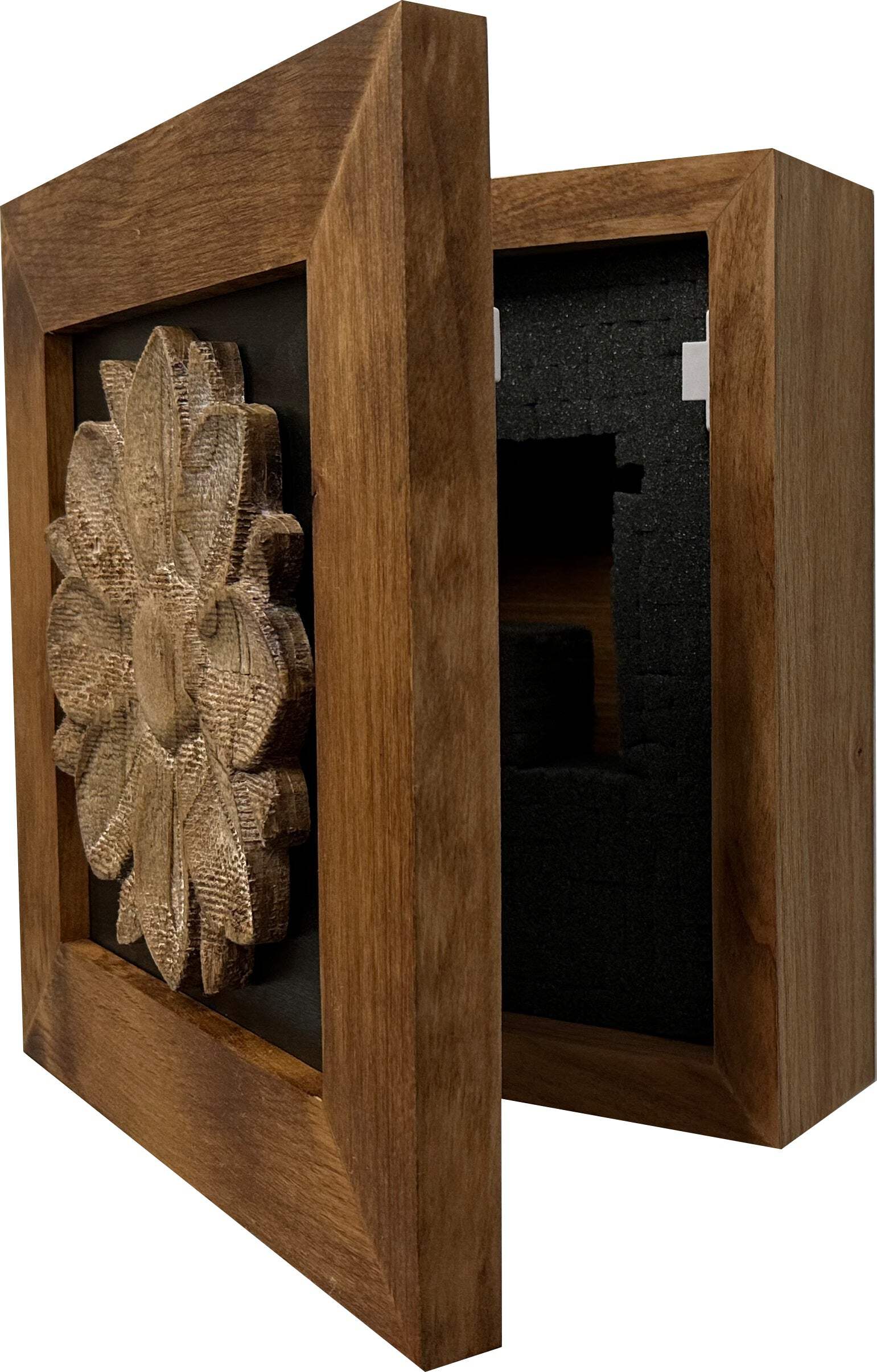 Bellewood Designs Hidden Gun Cabinet Wall Decor Distressed Flower (Black)