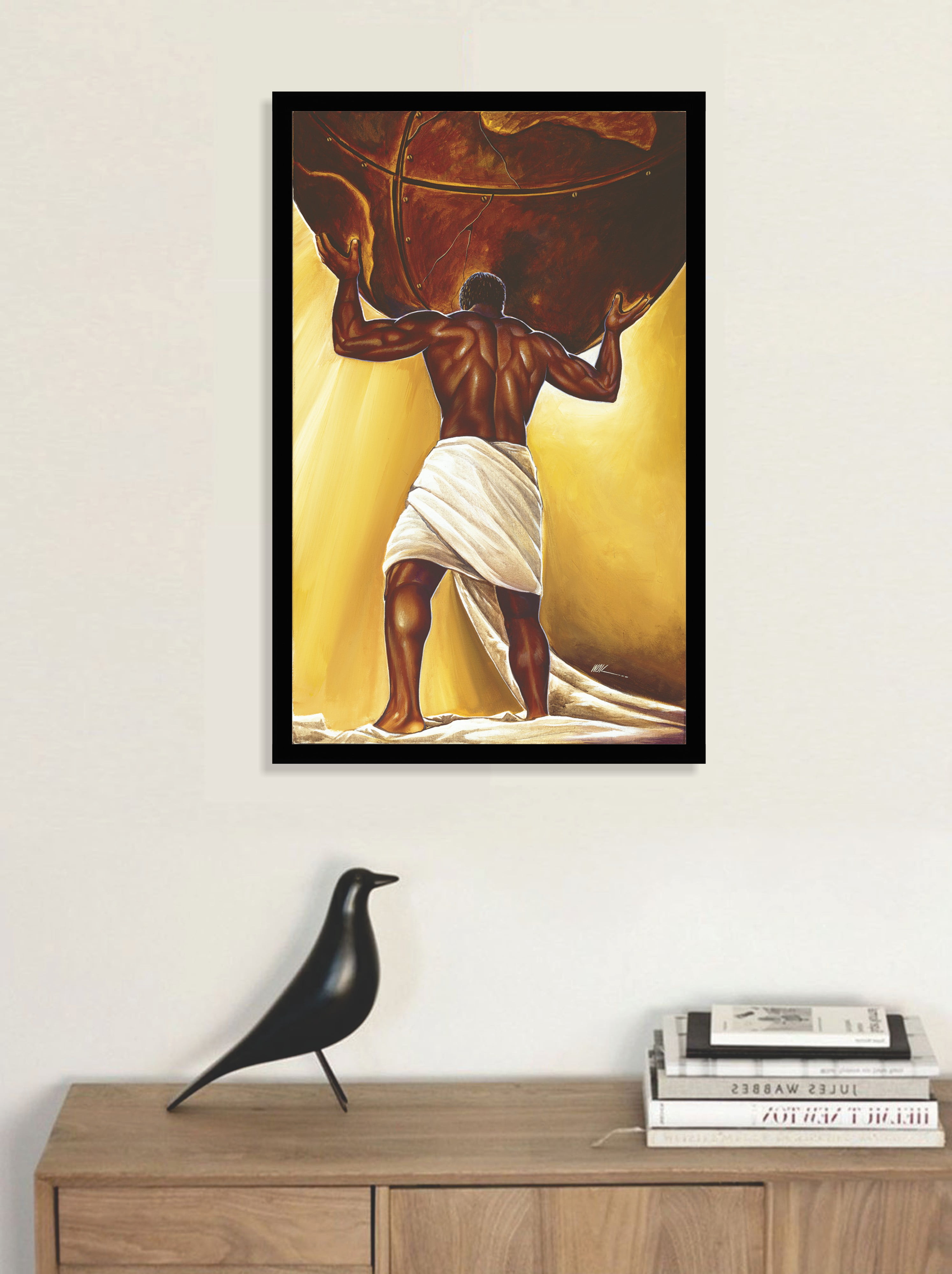 "Power of Man" African American Art print by WAK 20 x 32 inch Black