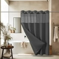 thumbnail image 3 of No Hook Waffle Weave Shower Curtain with Snap in Liner Set, Hotel Luxury Dark Gray Shower Curtains for Bathroom with See Through Top Window, Waterproof, Washable 71W x 74H, 3 of 6