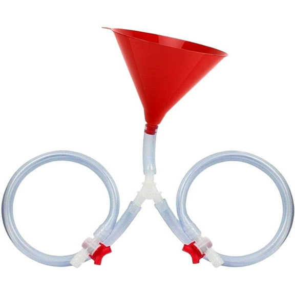 Beer Filling Funnel with Valve Beer Bong Funnel Portable Beer Funnel Double Header Beer Bong for Beer Drinking Games Party