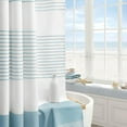thumbnail image 3 of Psoiuetr Blue Shower Curtain Beach Ocean Coastal Nautical Shower Curtain for Bathroom Stripe Tassel 72 X 72 Inches Cotton, 3 of 6