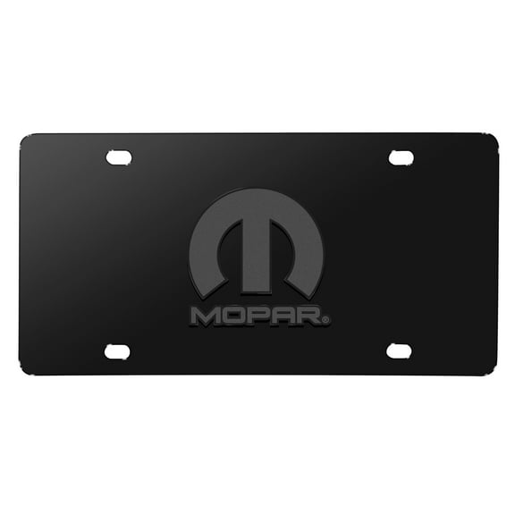iPick Image for Mopar Logo 3D Dark Gray Logo on Black Stainless Steel License Plate, Official Licensed