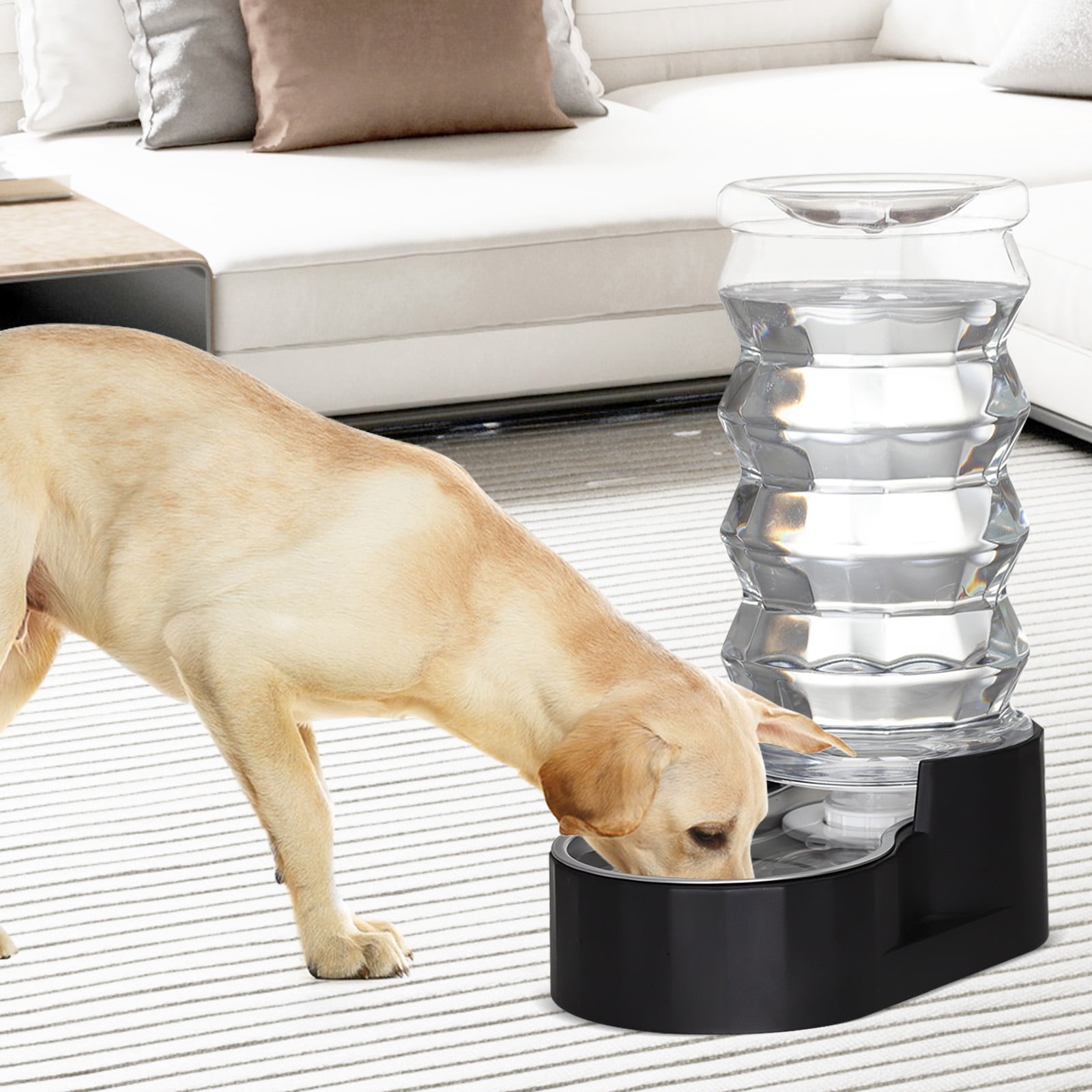 RIZZARI Black 8L Automatic Pet Waterer - Gravity-fed Stainless Steel Water Dispenser, 100% BPA Free, Leak-proof, Odorless, Easy to clean,  Large Capacity Feeder for Cats and Dogs