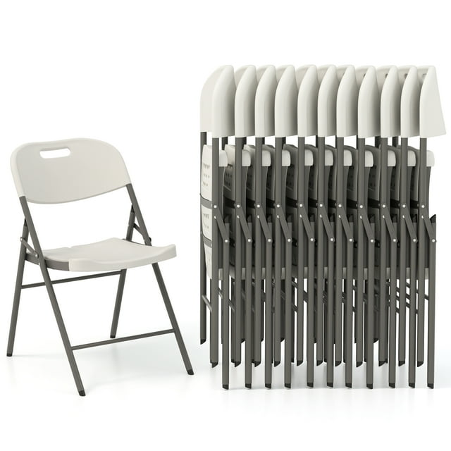 Patiojoy 12 Pack Folding Chairs Stackable Plastic Chairs with Waterproof HDPE Seat