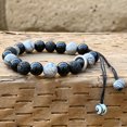 thumbnail image 4 of ARTSY Crafts Macrame Shamballa Wrapped Bracelet, Natural Gemstone Bracelets for Men - 10mm Grey Map, 4 of 8