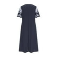 thumbnail image 4 of Women's Floral Lace Slereve Eyelet Embroidery Dresses 2024 Summer Casual Crewneck Pleated Midi Dress with Pockets, 4 of 5