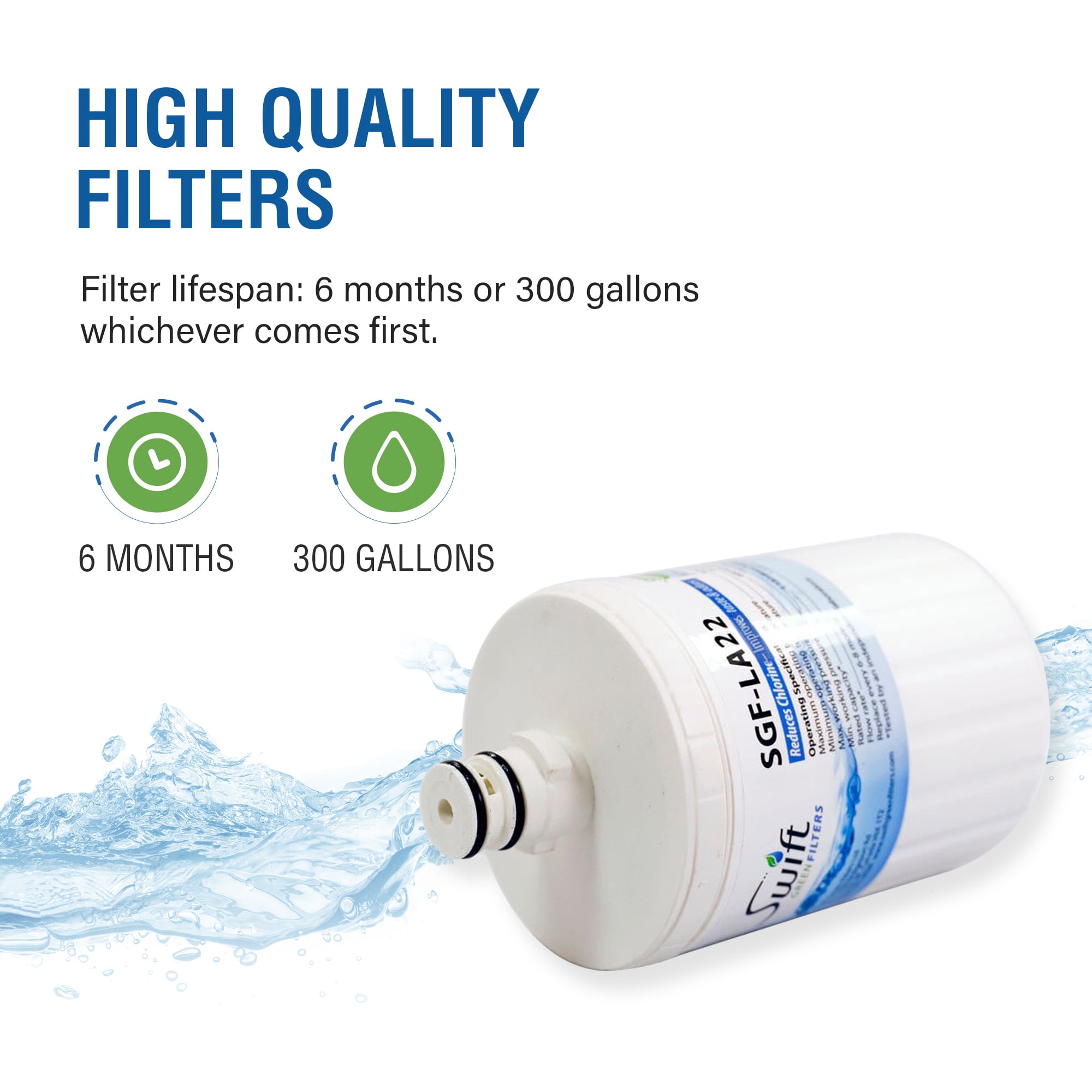 Swift Green Filters SGF-LA22 Compatible Refrigerator Water Filter for LT500P, 5231JA2002A (2 Pack)