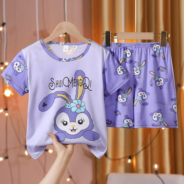 Pijama de manga corta para niños de Mickey Mouse Spider-Man, traje de verano para niña y niño, ropa de casa de dibujos animados, traje fino de dos piezas, Pijama8 95-110cm Gao Jinjia LED
