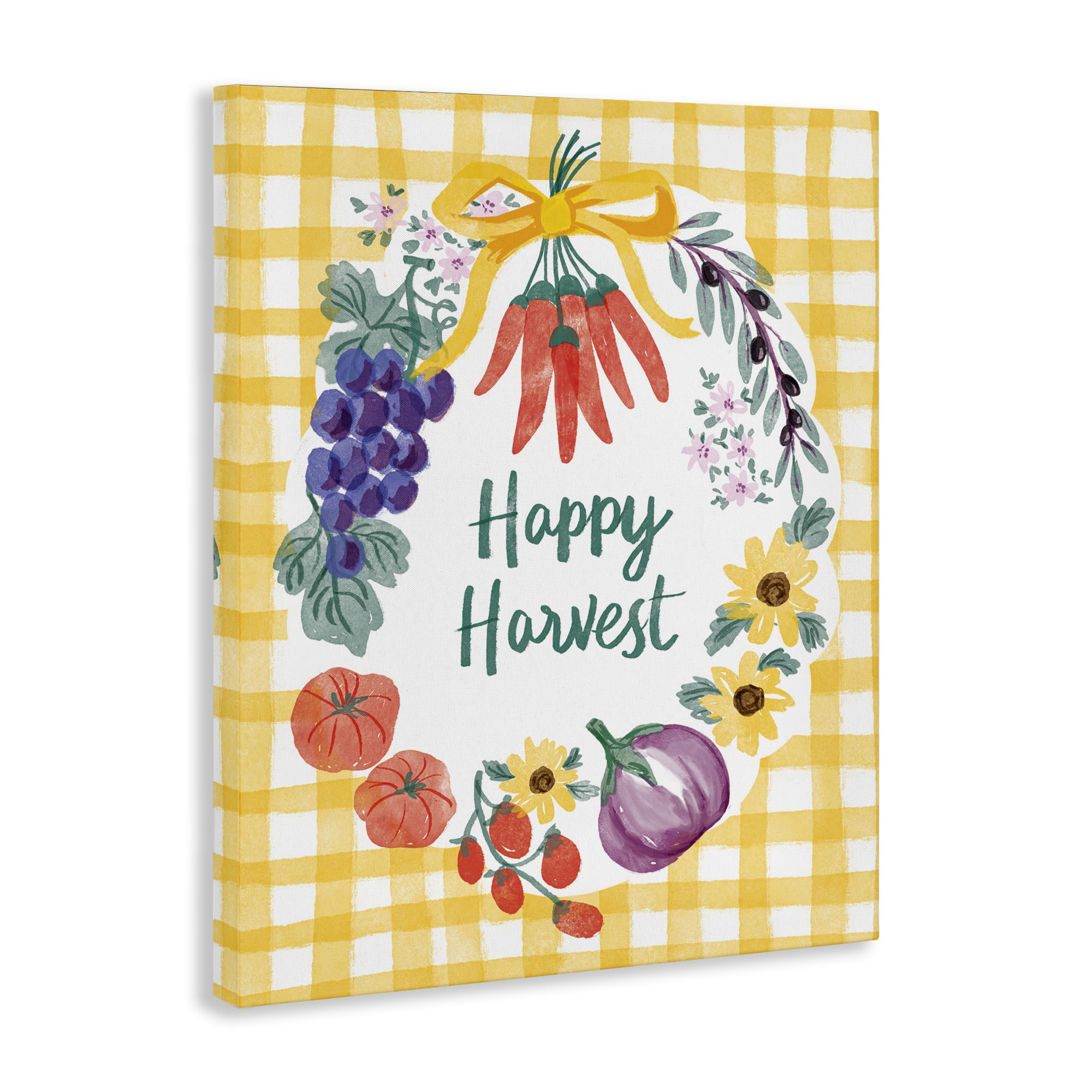 Stupell Industries Happy Harvest Kitchen Food & Beverage Painting Wrapped Canvas Art Print Wall Art, 30 x 40