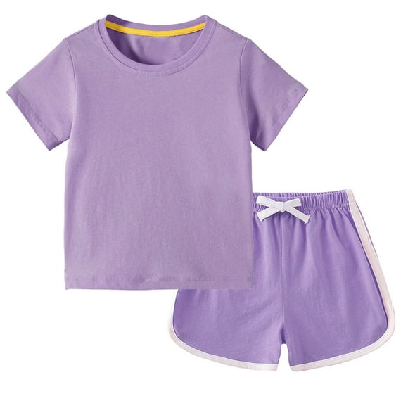 Odeerbi 18M-12Y Niños Niñas Conjunto de Verano Deportivo Camiseta de Manga Corta de Algodón Shorts Conjunto de Dos Piezas Suave