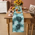 thumbnail image 2 of Teal Black Flowers Table Runner 72 Inches, Modern Abstract Blooms Floral Bed Runner Dresser Scarves Tabletop for Indoor Outdoor Parties/Ceremony/Banquet, 16" x 72", 2 of 9