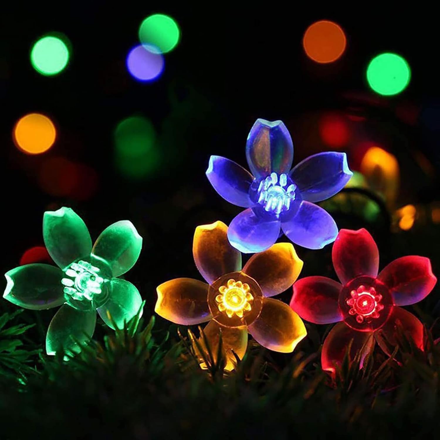 Solar Cherry Blossom Light String, 16FT 20 LED Waterproof Flower Fairy Lights with 8 Modes, Solar Powered Outdoor Garden Lights for Wedding, Christmas, Patio, Home Decor