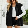 thumbnail image 5 of HTNBO Denim Jean Vest for Women Oversized Sleeveless Button Down Denim Jean Vest Waistcoat Shacket Jacket, 5 of 7