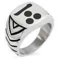 thumbnail image 1 of Stainless Steel Mouri Samurai Crest Chevron Pattern Biker Style Polished Ring, 1 of 1