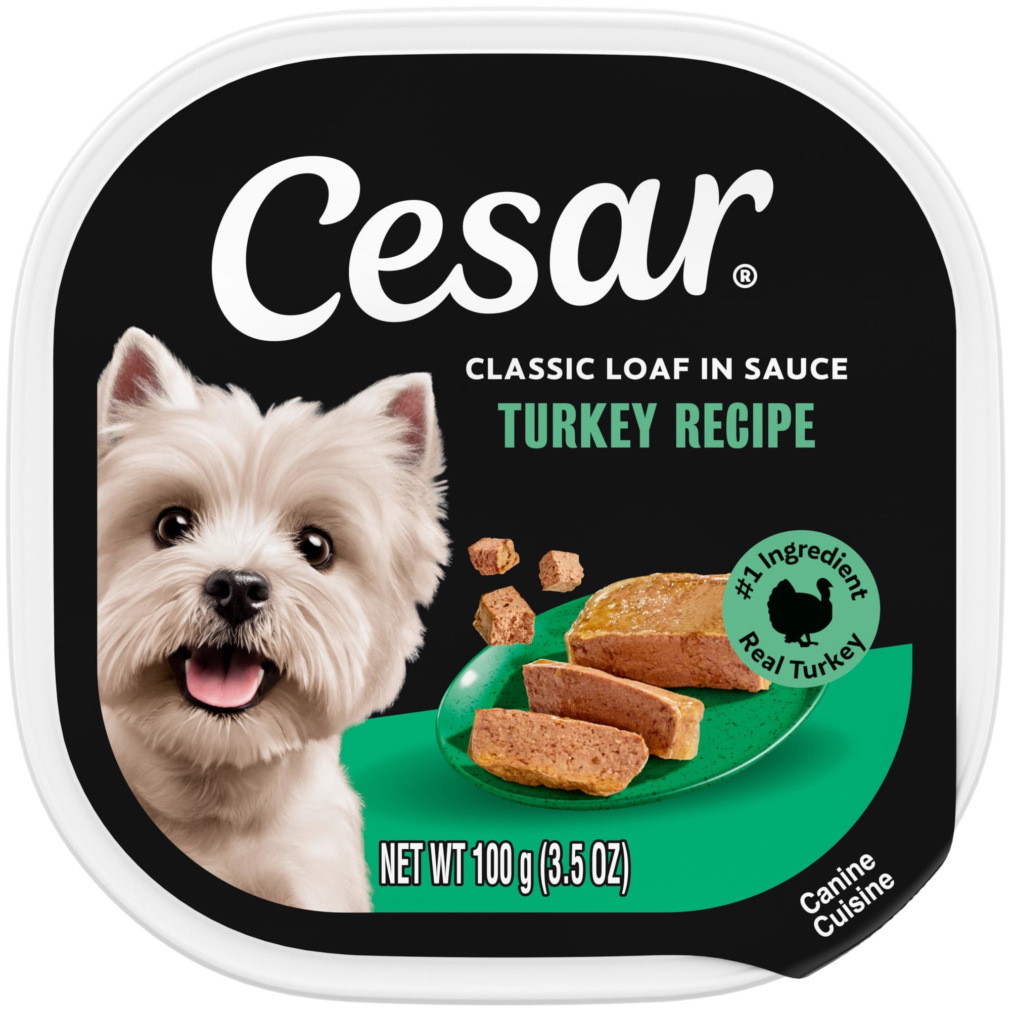 Cesar Classic Loaf in Sauce Wet Dog Food Turkey Flavor, 3.5 oz. Easy Peel Tray