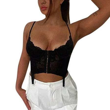

Ladies Leisure Vest Wrapped Chest Lace Solid Color Clubwear Sling Corset Top Streetwear