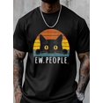 thumbnail image 6 of Men's T-Shirt Funny Cat Retro Ew People Short Sleeve Casual Tee Classic Crew Neck T-Shirt for Men, M, 6 of 6