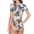 thumbnail image 4 of Easygdp Vintage Butterflies Women's One-Piece Swimsuit Slim Fit Crew Neck Bodysuit Athletic Swimwear with Concealed Buckle - Large, 4 of 9