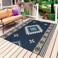 thumbnail image 4 of Outdoor Rug 3x5 ft Blue Tribal Geometric Outdoor Large Area Rug Non Slip Rubber Vintage Boho Native Abstract Front Door Mat RV Rug Carpet Patio Outdoor Rugs for Backyard Balcony Deck Porch Indoor, 4 of 9