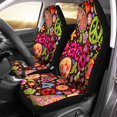 thumbnail image 1 of Juego de 2 fundas para asientos de coche ABPHQTO coloridas Hippie infantiles divertidas flores abstractas setas y paz Universal, 1 of 4