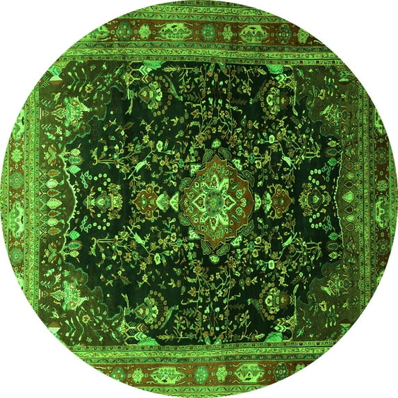 Ahgly Company Indoor Round Persian Green Traditional Area Rugs, 4' Round