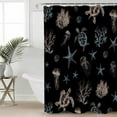 thumbnail image 6 of Shower Curtains Sea Turtle Jellyfish Bath Curtain Coral Starfish Black Waterproof Bathroom Shower Curtain Set with Hooks Decoration 36 x 72 Inches, 6 of 7