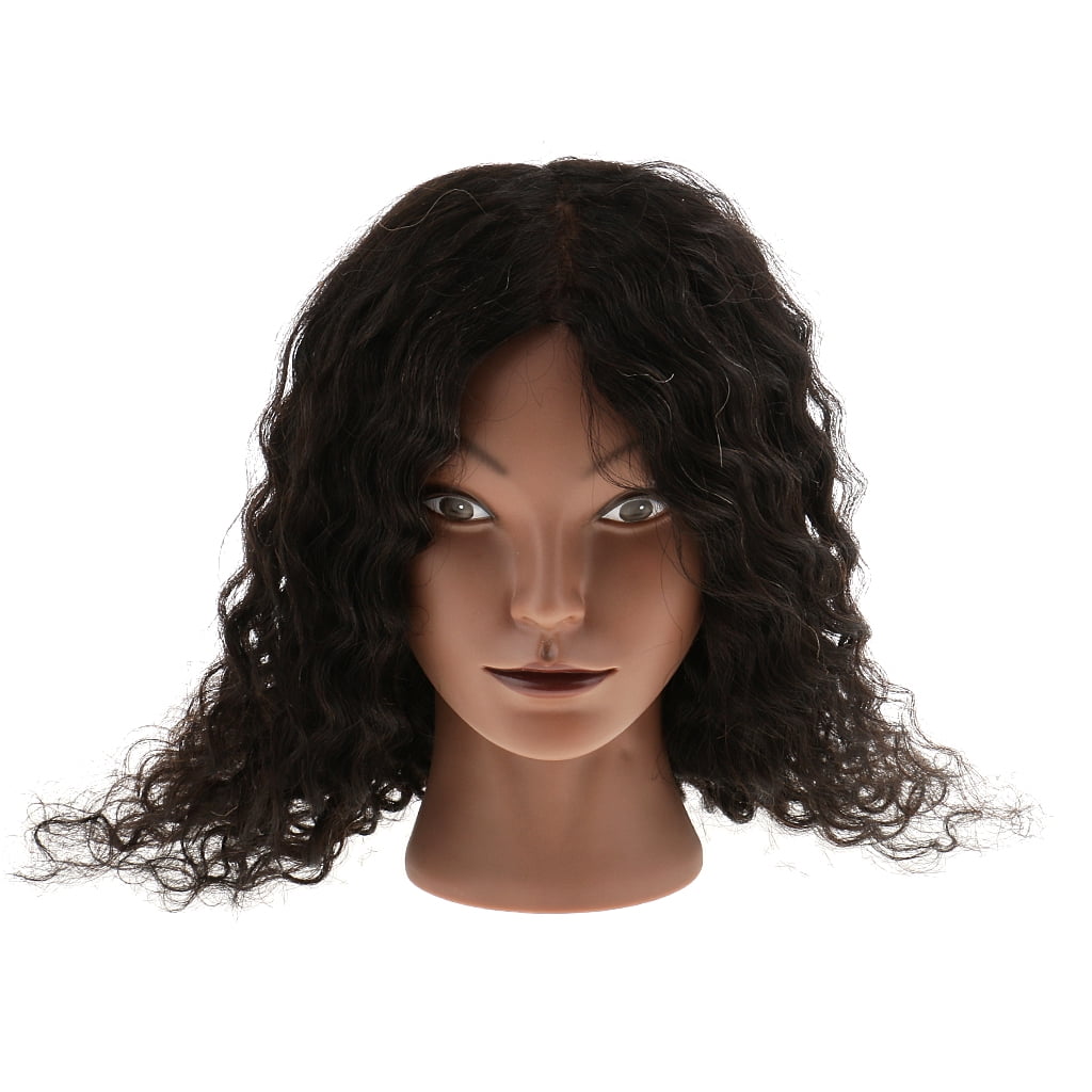 Dualoai Afro Mannequin Head African American with Human Hair Hairdresser Training