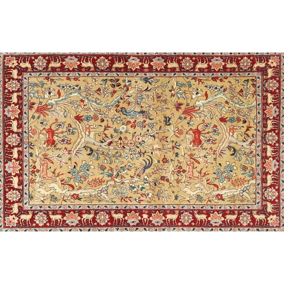 Ahgly Company Indoor Rectangle Traditional Chestnut Red Animal Area Rugs, 2' x 3'