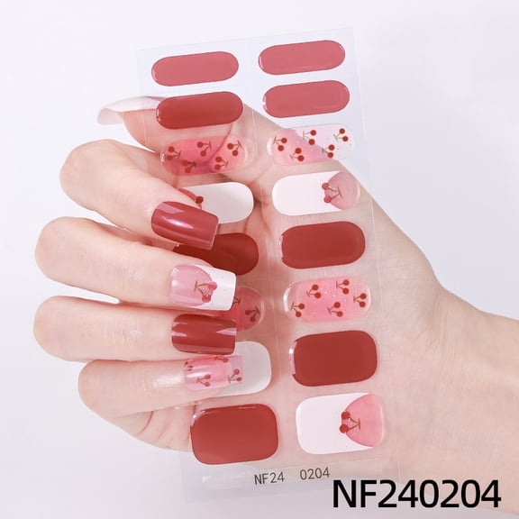 Gel nail stickers waterproof ice transparent bow love Valentine's Day French UV semi-cured nail stickers