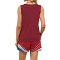 thumbnail image 6 of Iaqnaocc 2 Piece Sets for Women 250 Anniversary Usa Flag Flag Striped Square Neck Sleeveless Tank Top and Drawstring Shorts Summer Outfits Beach Outfits for Women Deep Red L, 6 of 6