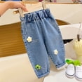 thumbnail image 2 of Gubotare Girls Jeans Long Toddler Girl's Wide Leg Jeans Streetwear Denim Pants with Pockets 12 18 Months (White,12-18 Months), 2 of 5