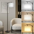 thumbnail image 6 of Vesteel Floor Lamp, Standing Lamp with 3 Color Temperatures LED Bulb & Linen Lampshade, Arch Farmhouse Lamp for Living Room Bedroom Office, 6 of 7