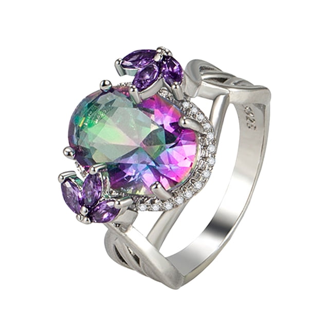 CIMAXIC Party Colorful Finger Ring Zircon Ring Party Rhinestone Ring for Women Ring Jewelry,0.7"X0.71"X0.28"
