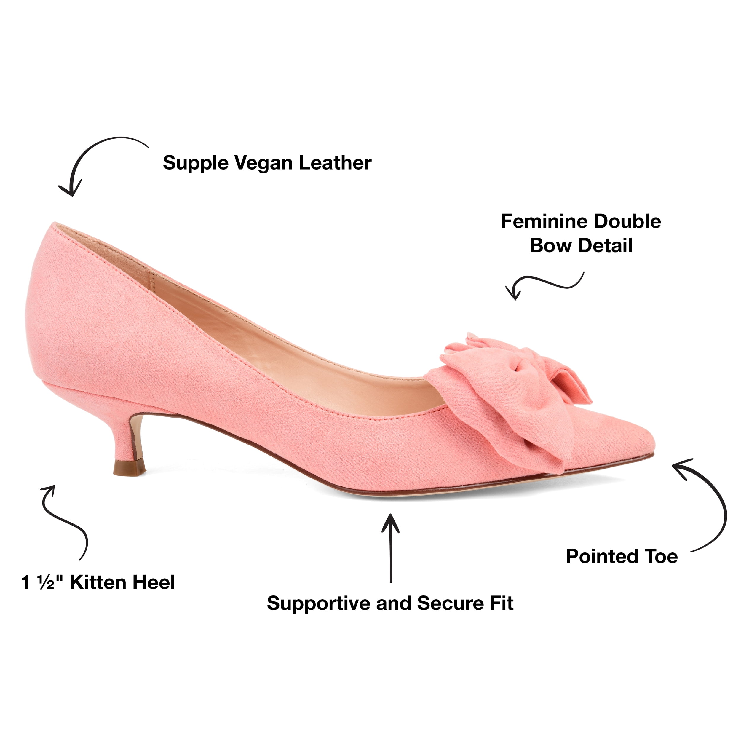 Journee Womens Orana Pointed Toe Kitten Heel Pumps, Widths Available