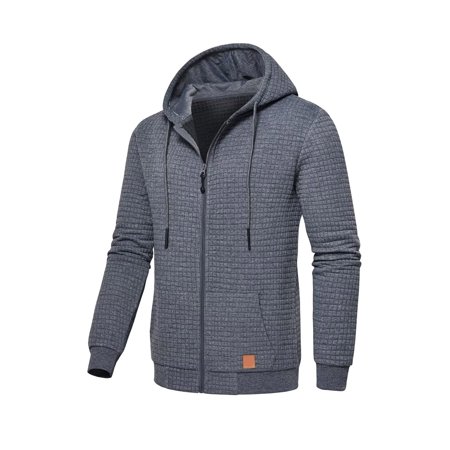 UKAP Mens Zip-Up Sweatshirts Slim Fit Solid Color Workout Hooded Sweatshirt  Dark Gray L | Walmart Canada