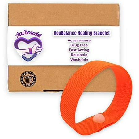 Acubalance Bracelet- Vertigo, Dizziness- Calming Stress Relief- Natural Sleep Aid- Pain Free Acupressure- Waterproof, Durable, 8 Colors (Orange, Medium- 7 Inches)