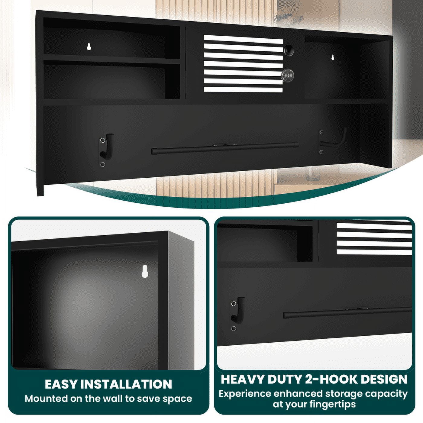 Wall-Mount Storage System, 35.5-Inch Length, Weather-Resistant Metal, Duty Rack, for Outdoor, Garage​