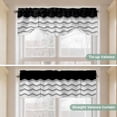 thumbnail image 5 of Black Grey Tie Up Valance Curtains for Windows, Kitchen Curtains Window Treatments, Geometric Chevron Print Wavy Striped White Short Window Shades Valances for Bedroom Bathroom Cafe 42"x18", 5 of 8
