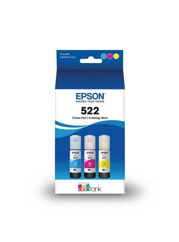 EPSON 522 EcoTank Ink Ultra-high Capacity Bottle Color Combo Pack (T522520-S) Works with EcoTank ET-2720, ET-2800, ET-2803, ET-2840, ET-4700, ET-4800, ET-4810