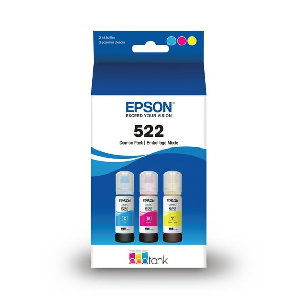 EPSON 522 EcoTank Ink Ultra-high Capacity Bottle Color Combo Pack (T522520-S) Works with EcoTank ET-2720, ET-2800, ET-2803, ET-2840, ET-4700, ET-4800, ET-4810