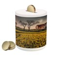 thumbnail image 1 of Country Home Piggy Bank, Old Abandoned Rural House Floral Meadow Idyllic Village Pastoral Landscape, Ceramic Coin Bank Money Box for Cash Saving, 3.6" X 3.2", Multicolor, by Ambesonne, 1 of 4