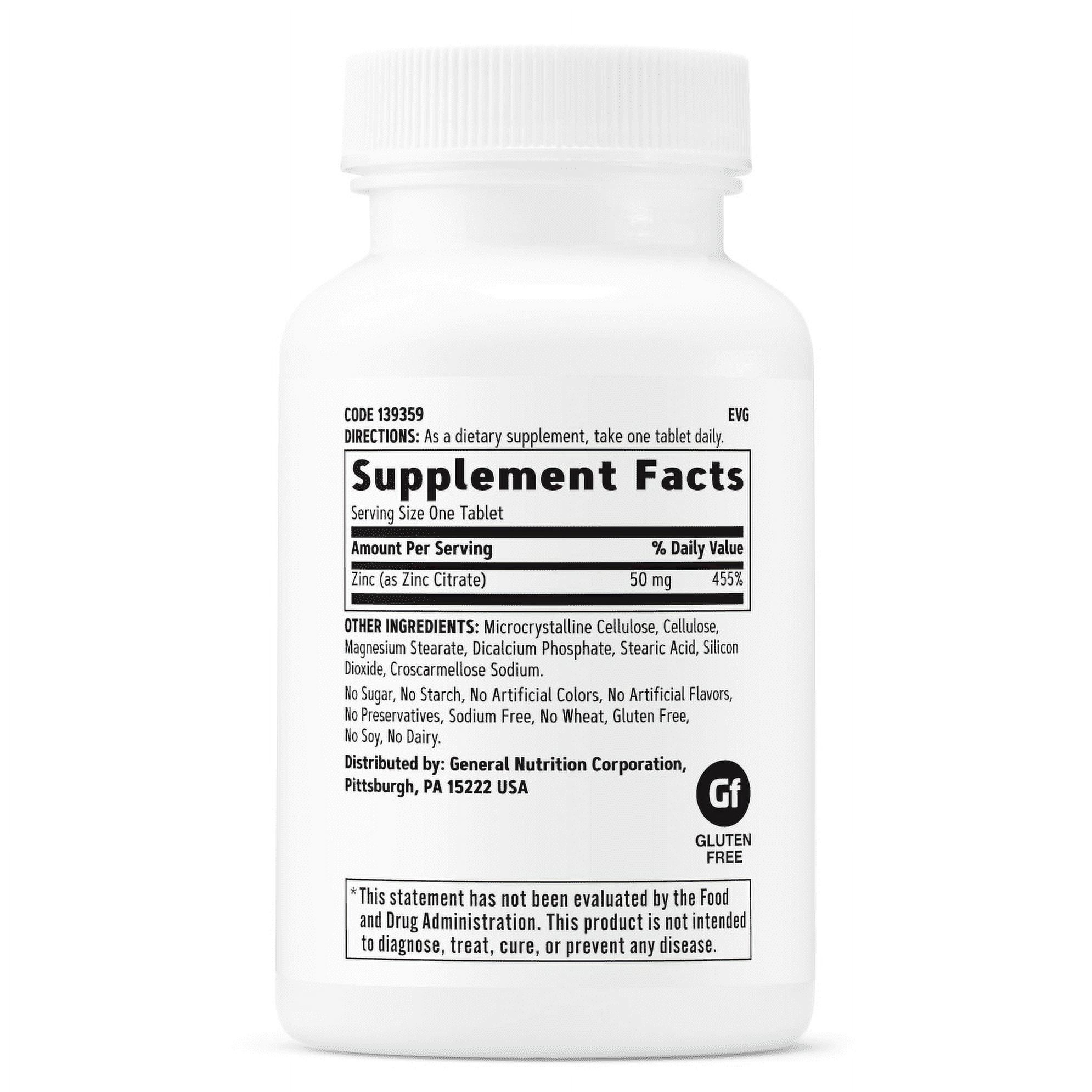 GNC Zinc 50mg, Supports Immune Function,  90 Tablets, 90 Servings