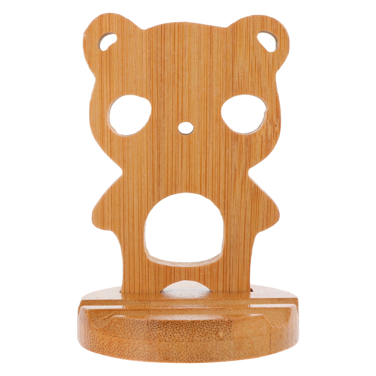Milisten Universal Phone Stand Desktop Rack Bamboo Adorable Bear Phone Holder for Home