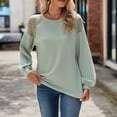 thumbnail image 4 of Moda mujer manga larga sólido cuello redondo Hallowout Casual camiseta Tops blusa Fridja  bvmnju2596, 4 of 8