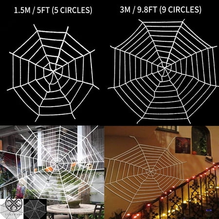 Luxtrada Halloween Spider Web Decor 9.8Ft Giant Cobweb Round Spider Web Props for Halloween Decorations Bar Party Decor Outdoor Indoor Yard Scary Haunted House Decors White